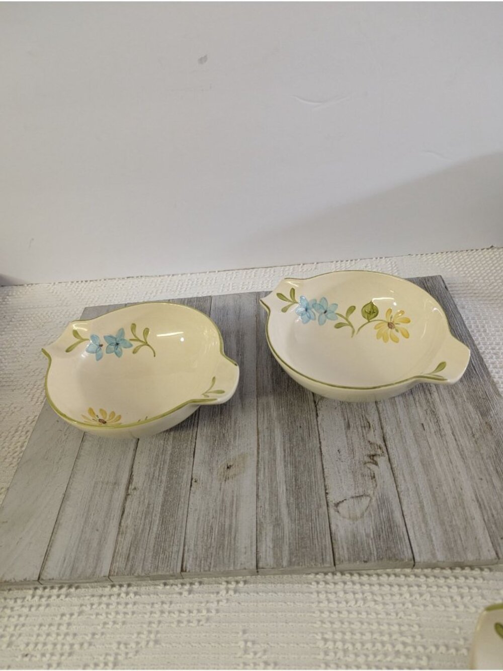 Vintage Franciscan DAISY #2 6” Soup Cereal Bowls Lugged Handle Set Of 2 MCM